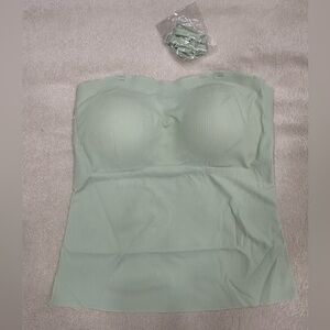 Women Camisole Built Push Up Bra Vest Compression Tank Tops size L ,light green